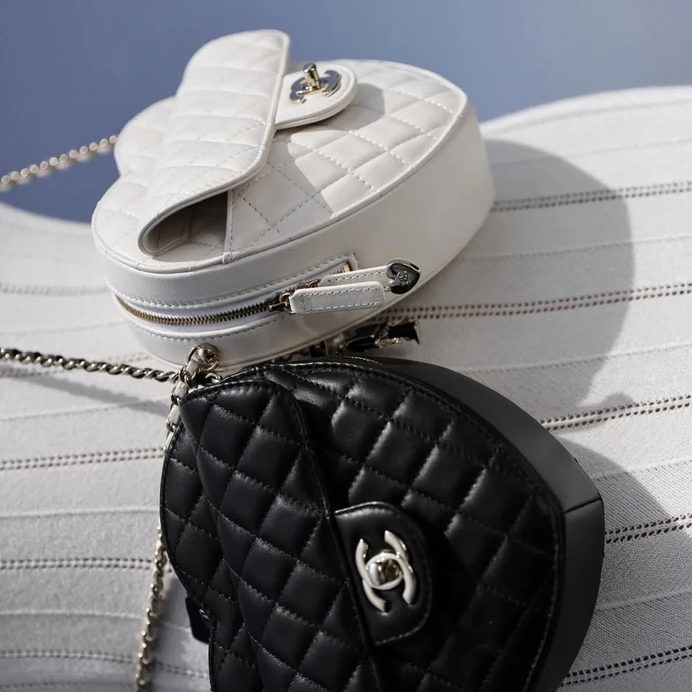 CHANEL White heart bag